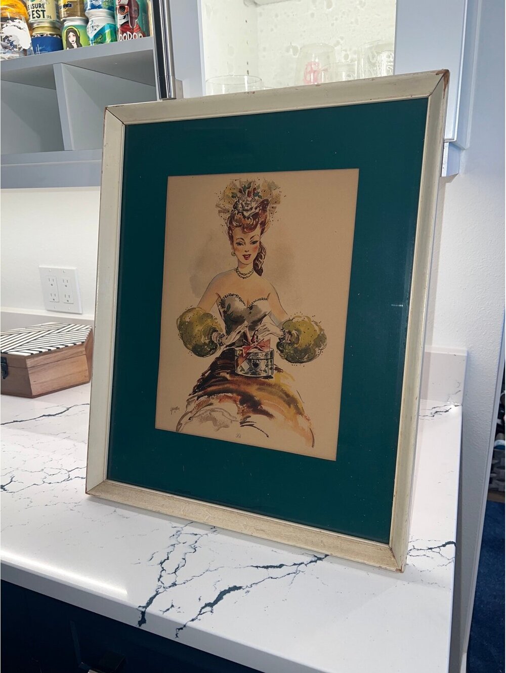 Vintage Lili barbie watercolor print PIN UP GLAM ART ANTIQUE SOPHISTICATED